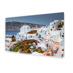 Tablou decorativ sticla Insula Santorini