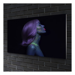 Tablou pe sticla machiaj pictat pe piele corp artă design ultraviolet