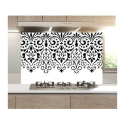 Panou bucatarie, protectie plita, aragaz, antistropire, print UV model Abstract Alb Negru