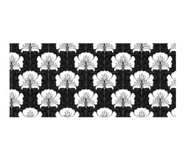 Panou bucatarie, protectie plita, aragaz, antistropire, print UV model Abstract Floare Alb si Negru