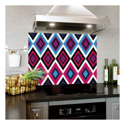 Panou bucatarie, protectie plita, aragaz, antistropire, print UV model Abstract Albastru-Roz