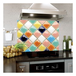 Panou bucatarie, protectie plita, aragaz, antistropire, print UV model Abstract Romb MultiColor