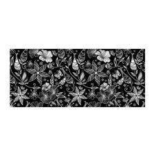 Panou bucatarie, protectie plita, aragaz, antistropire, print UV model Tapet Floral Alb Negru