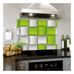 Panou bucatarie, protectie plita, aragaz, antistropire, print UV model Abstract Patrat Verde-Alb