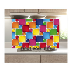 Panou bucatarie, protectie plita, aragaz, antistropire, print UV model Abstract Patratele MultiColore