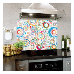 Panou bucatarie, protectie plita, aragaz, antistropire, print UV model Tapet Desen MultiColor Cercuri
