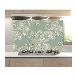 Panou bucatarie, protectie plita, aragaz, antistropire, print UV model Abstract Floral Verde