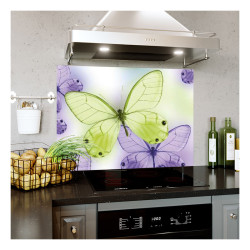 Panou bucatarie, protectie plita, aragaz, antistropire, print UV model Fluturasi Mov-Verzui