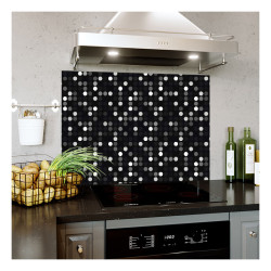 Panou bucatarie, protectie plita, aragaz, antistropire, print UV model Cercuri Pixelate