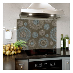 Panou bucatarie, protectie plita, aragaz, antistropire, print UV model Abstract Maro Inchis