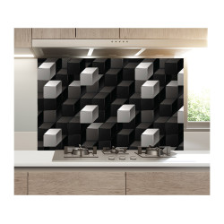 Panou bucatarie, protectie plita, aragaz, antistropire, print UV model Abstract Cuburi Alb Negre