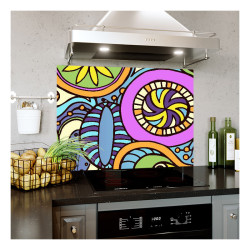 Panou bucatarie, protectie plita, aragaz, antistropire, print UV model Abstract Tatuaj MultiColor