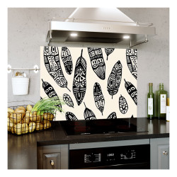 Panou bucatarie, protectie plita, aragaz, antistropire, print UV model Decorativ Alb Negru