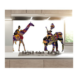 Panou bucatarie, protectie plita, aragaz, antistropire, print UV model Camila si Elefant Panou bucatarie, protectie plita, aragaz, antistropire, print UV model Camila si Elefant