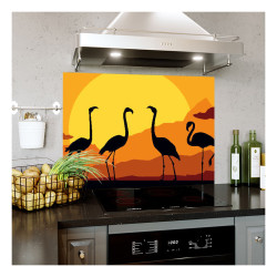 Panou bucatarie, protectie plita, aragaz, antistropire, print UV model Flamingo la Apus