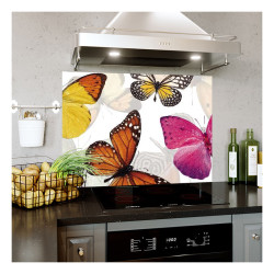 Panou bucatarie, protectie plita, aragaz, antistropire, print UV model Fluturasi MultiColori Panou bucatarie, protectie plita, aragaz, antistropire, print UV model Fluturasi MultiColori