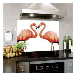 Panou bucatarie, protectie plita, aragaz, antistropire, print UV model Flamingo Pasari de Dragoste Panou bucatarie, protectie plita, aragaz, antistropire, print UV model Flamingo Pasari de Dragoste