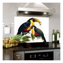 Panou bucatarie, protectie plita, aragaz, antistropire, print UV model Rainbow Toucan Panou bucatarie, protectie plita, aragaz, antistropire, print UV model Rainbow Toucan
