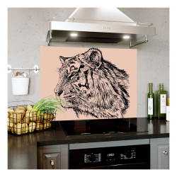 Panou bucatarie, protectie plita, aragaz, antistropire, print UV model Tigru cu Fundal Roz
