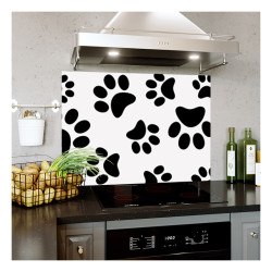 Panou decorativ bucatarie, sticla securizata, protectie plita, print UV model Urme de Catel