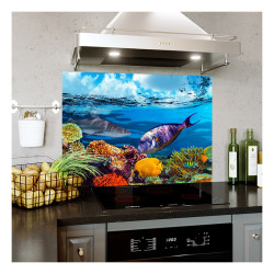 Panou bucatarie, protectie plita, aragaz, antistropire, print UV model Pesti in Ocean 2 Panou bucatarie, protectie plita, aragaz, antistropire, print UV model Pesti in Ocean 2