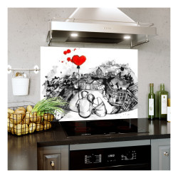 Panou bucatarie, protectie plita, aragaz, antistropire, print UV model Cuplu Indragostit