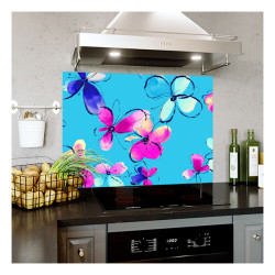Panou bucatarie, protectie plita, aragaz, antistropire, print UV model Fluturasi Colorati Desen