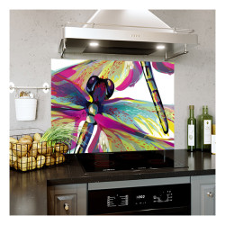 Panou bucatarie, protectie plita, aragaz, antistropire, print UV model Fluture MultiColor
