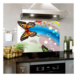 Panou bucatarie, protectie plita, aragaz, antistropire, print UV model Fluturi MultiColori Desen