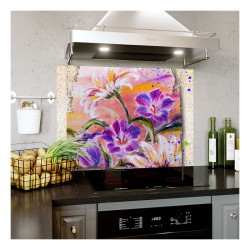 Panou bucatarie, protectie plita, aragaz, antistropire, print UV model Tapeturi cu Flori