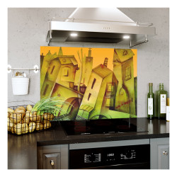Panou bucatarie, protectie plita, aragaz, antistropire, print UV model Oras Medieval Desen