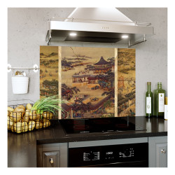 Panou bucatarie, protectie plita, aragaz, antistropire, print UV model Civilizatie Chinezeasca