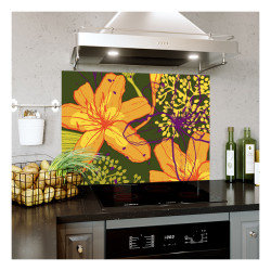 Panou bucatarie, protectie plita, aragaz, antistropire, print UV model Tapet Floral 6