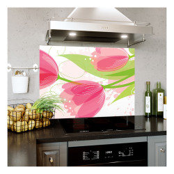 Panou bucatarie, protectie plita, aragaz, antistropire, print UV model Vesela cu Tapet Lalele