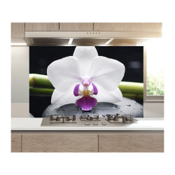 Decor perete bucatarie, protectie aragaz, print uv, model Orhideea Molie