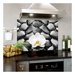 Panou bucatarie, protectie plita, aragaz, antistropire, print UV model Peisaj Orhidee Alba