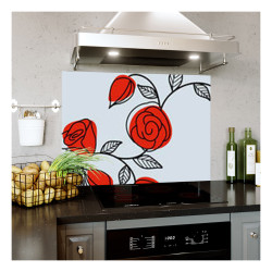 Panou bucatarie, protectie plita, aragaz, antistropire, print UV model Trandafiri Desenati