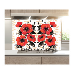 Panou bucatarie decorativ, protectie plita, Desen cu Mac Panou bucatarie decorativ, protectie plita, Desen cu Mac