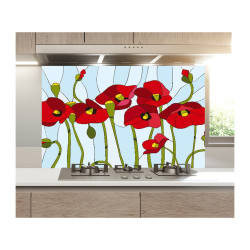 Panou bucatarie decorativ, protectie plita, Desen Traditional cu Mac Panou bucatarie decorativ, protectie plita, Desen Traditional cu Mac