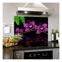 Panou bucatarie, protectie plita, aragaz, antistropire, print UV model Orhidee Violet 3
