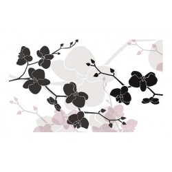 Panou bucatarie, protectie plita, aragaz, antistropire, Orhidee Alb-Negru