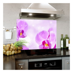 Panou bucatarie, protectie plita, aragaz, antistropire, print UV model Orhidee Violet 12