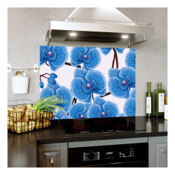 Panou bucatarie, protectie plita, aragaz, antistropire, print UV model Orhidee Albastra 2