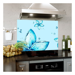 Panou bucatarie, protectie plita, aragaz, antistropire, print UV model Floare cu Efect de Apa