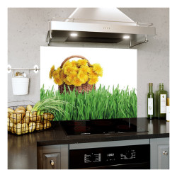 Panou bucatarie, protectie plita, aragaz, antistropire, print UV model Cosulet cu Floricele