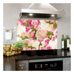 Panou bucatarie, protectie plita, aragaz, antistropire, print UV model Ornament Floral Roz