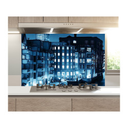 Decor perete bucatarie, protectie aragaz, print uv, model Oras Nocturn