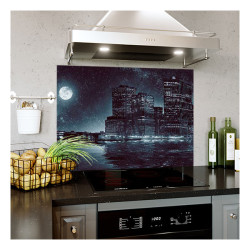 Panou bucatarie, protectie plita, aragaz, antistropire, print UV model Priveliste Oras Luna Plina
