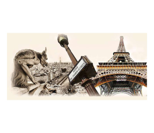 Panou bucatarie, protectie plita, aragaz, antistropire, print UV model Turn Eiffel & Notre-Dame