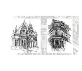 Panou bucatarie, protectie plita, aragaz, antistropire, print UV model Cadre Cladiri Desenate